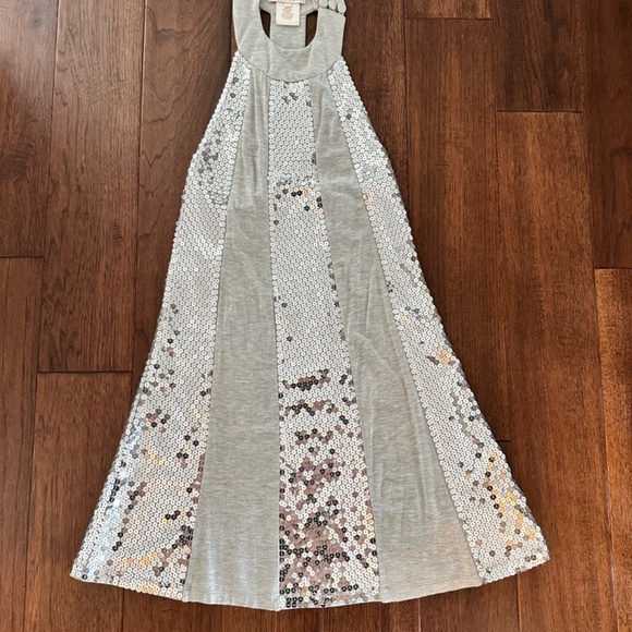 LaRok Halter Gray Dress with Striped Silver Sequins - XS - NWOT - Picture 3 of 4